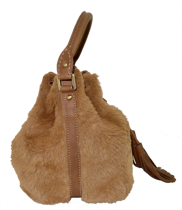 Roo Fur Large Bucket Bag-Leather Bags-Genuine UGG PERTH