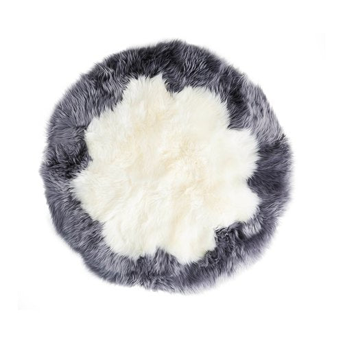 Round Sheepskin - Ivory & Grey Edge-Sheepskin Rugs-Genuine UGG PERTH