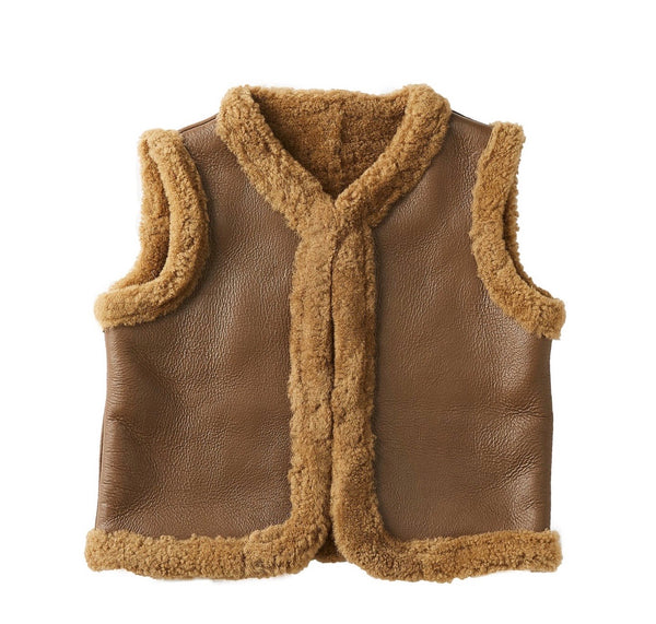 Kids Double Face Nappa Vest - Chocolate-Vest-Genuine UGG PERTH