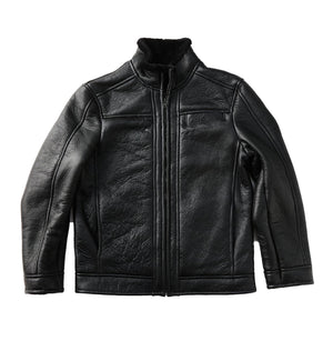 Biker Jacket - Black-Sheepskin Jackets-Genuine UGG PERTH