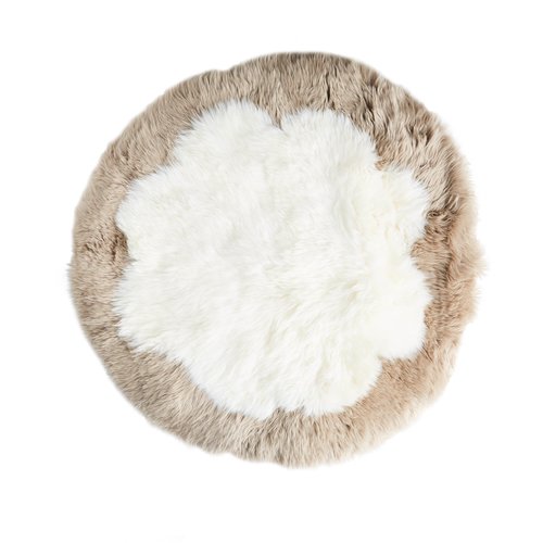 Round Sheepskin - Ivory & Brown Edge-Sheepskin Rugs-Genuine UGG PERTH